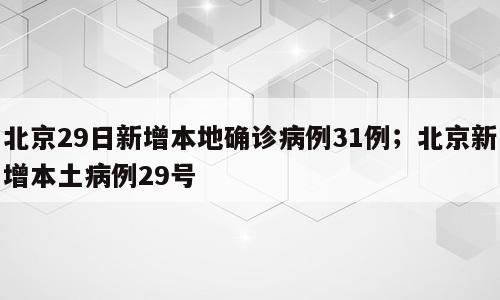 北京29日新增本地确诊病例31例；北京新增本土病例29号