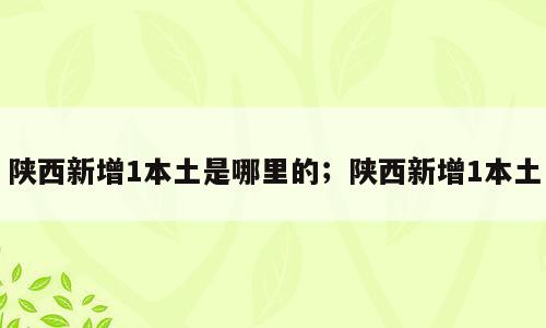 陕西新增1本土是哪里的；陕西新增1本土