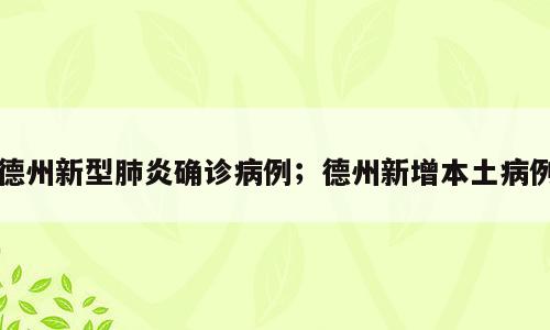 德州新型肺炎确诊病例；德州新增本土病例