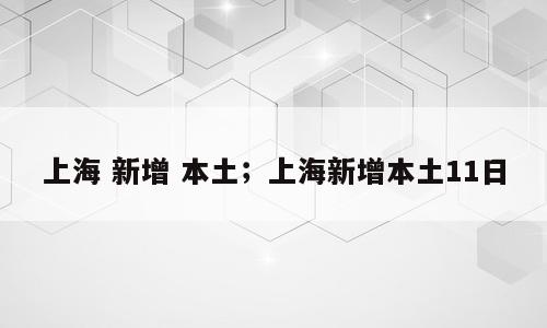 上海 新增 本土；上海新增本土11日