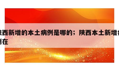 陕西新增的本土病例是哪的；陕西本土新增病例在