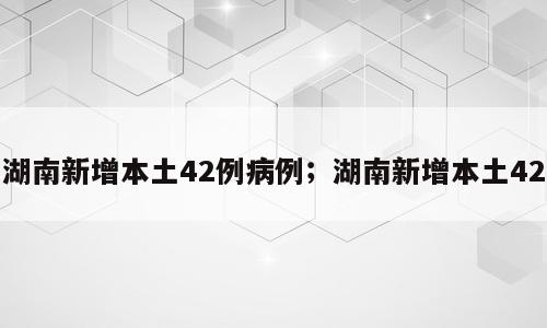 湖南新增本土42例病例；湖南新增本土42