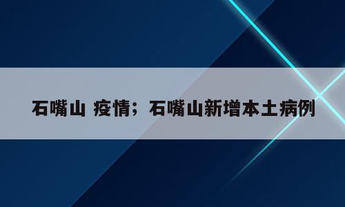 石嘴山 疫情；石嘴山新增本土病例