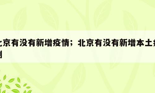 北京有没有新增疫情；北京有没有新增本土病例