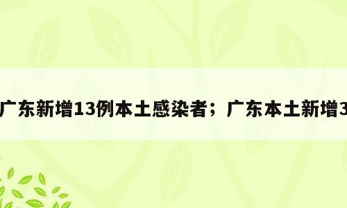 广东新增13例本土感染者；广东本土新增3