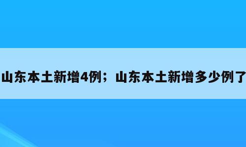山东本土新增4例；山东本土新增多少例了