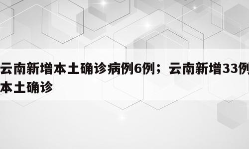 云南新增本土确诊病例6例；云南新增33例本土确诊