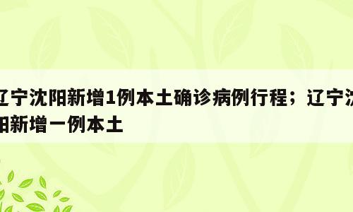 辽宁沈阳新增1例本土确诊病例行程；辽宁沈阳新增一例本土