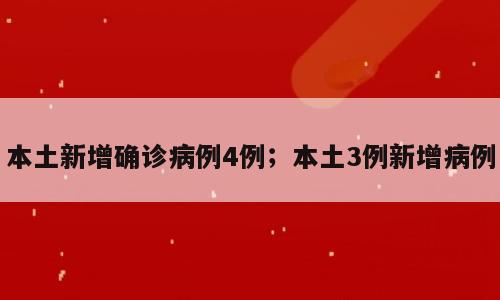 本土新增确诊病例4例；本土3例新增病例