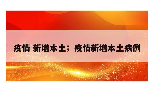 疫情 新增本土；疫情新增本土病例