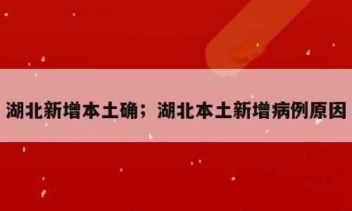 湖北新增本土确；湖北本土新增病例原因