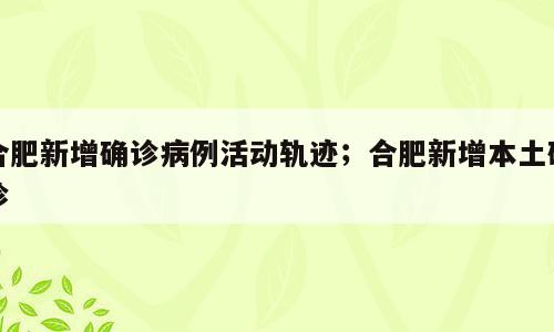 合肥新增确诊病例活动轨迹；合肥新增本土确诊