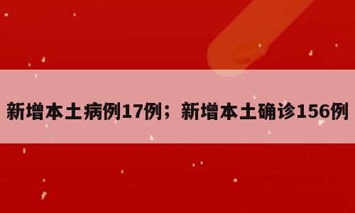 新增本土病例17例；新增本土确诊156例