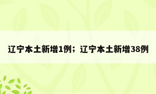 辽宁本土新增1例；辽宁本土新增38例