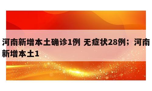 河南新增本土确诊1例 无症状28例；河南新增本土1